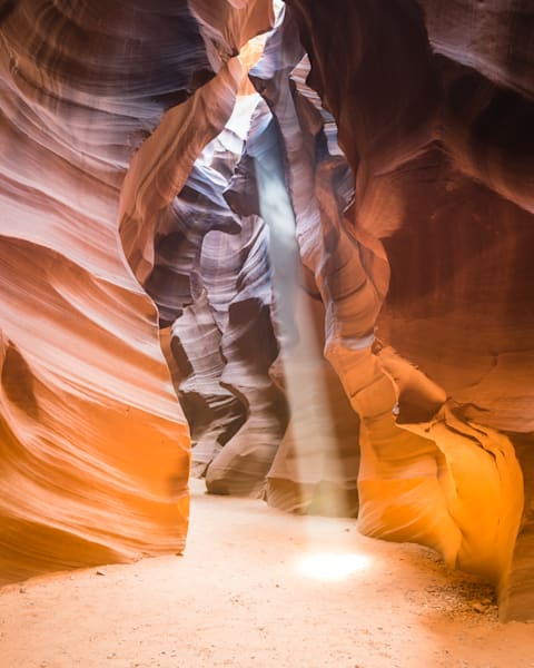 light beam in antelope slot canyon cave photo for sale by Barb Gonzalez Photography