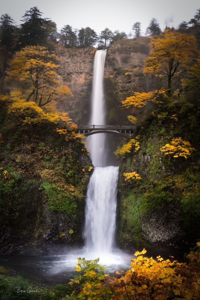 Multnomah Falls Fall Cropped Photography Art | Barb Gonzalez Photography