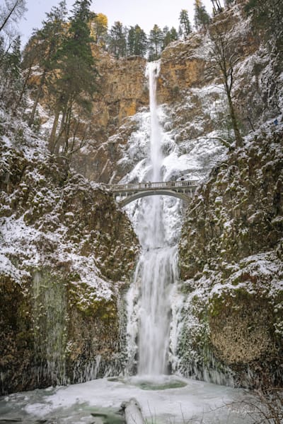 Multnomah Falls Snow Photography Art | Barb Gonzalez Photography