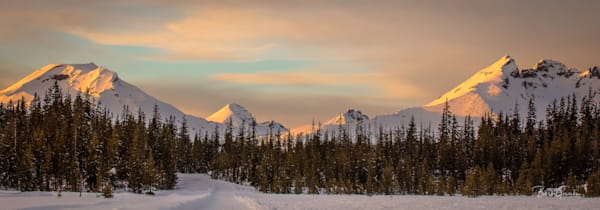 Snowy Cascades  Sunset Pano Wide Print Photography Art | Barb Gonzalez Photography