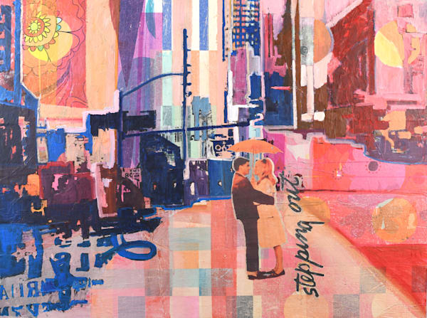 Stepping into Romance | Contemporary Collage Painting