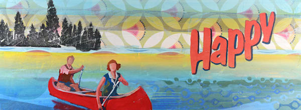 Where Happiness Floats | Contemporary Nostalgic Canoe Painting