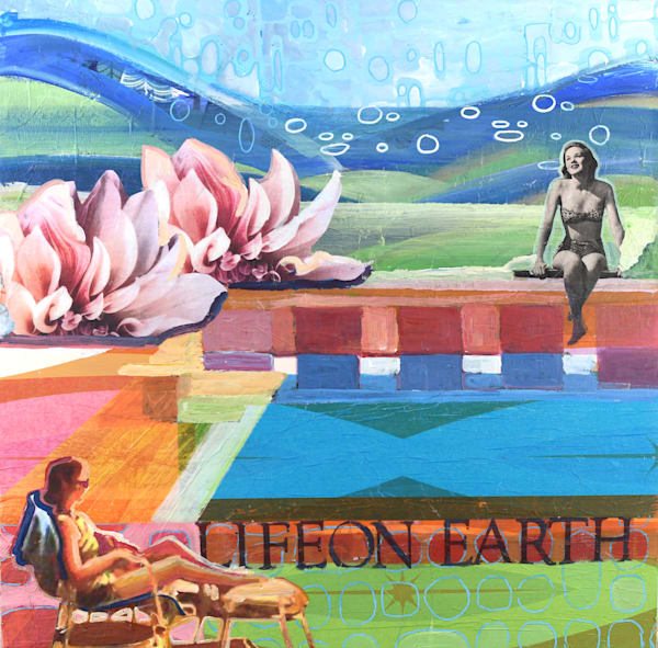 Where Leisure Lands | Contemporary Nostalgic Poolside Painting