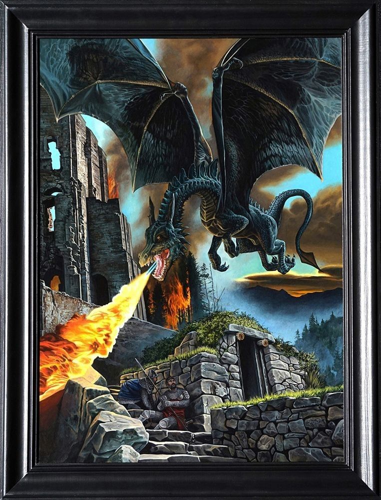 Dragon Attack acrylic painting | Kevin Grass Fine Art