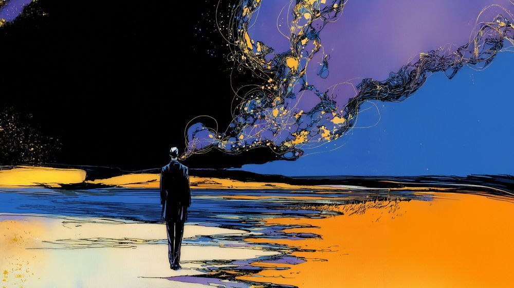 Electric Shore Surreal Night Seascape Wall Art