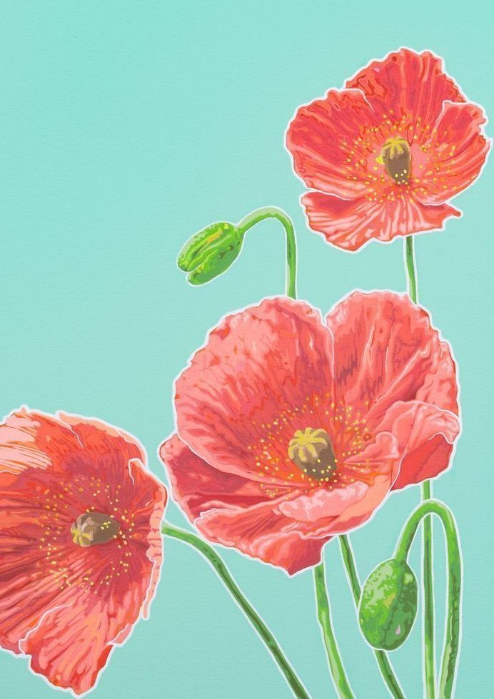 Poppies Teal Ii Card Art | Joseph Jackino