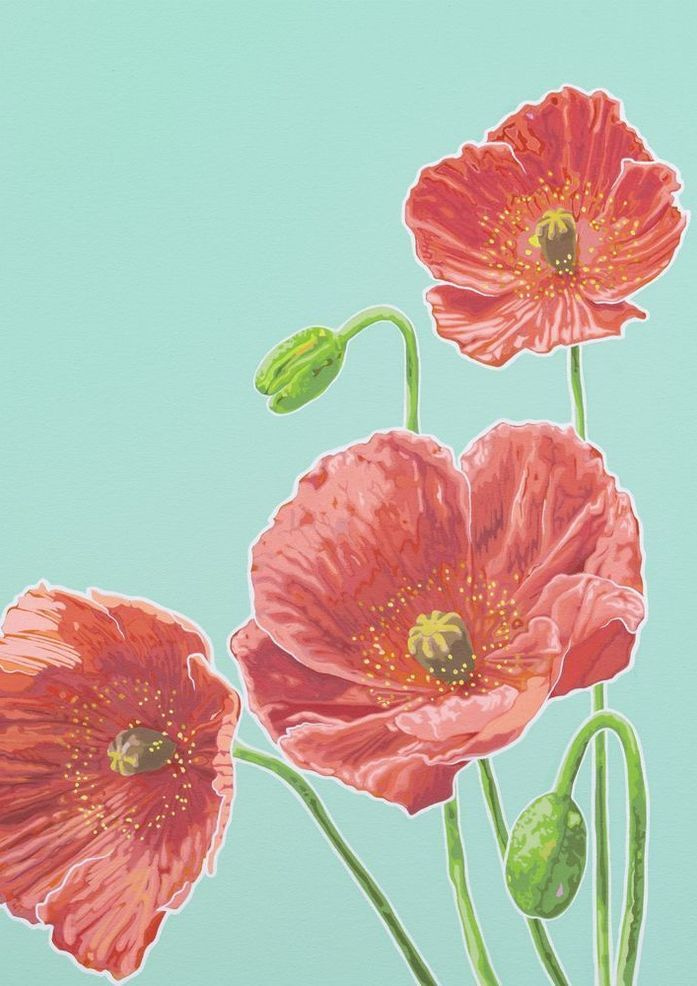 Poppies Teal Ii Card Art | Joseph Jackino