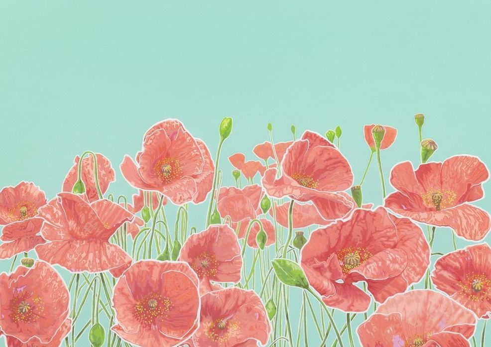 Poppies Teal Iii Card Art | Joseph Jackino