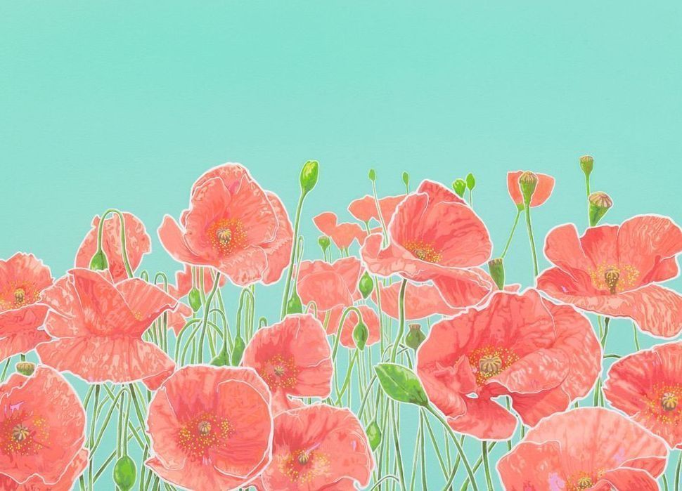 Poppies Teal Iii Card Art | Joseph Jackino