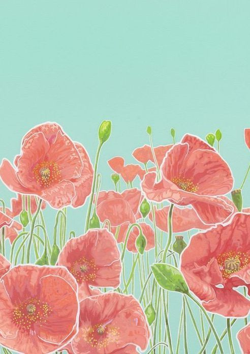 Poppies Teal Iii Card Art | Joseph Jackino