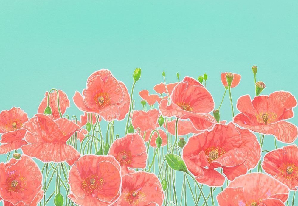 Poppies Teal Iii Card Art | Joseph Jackino