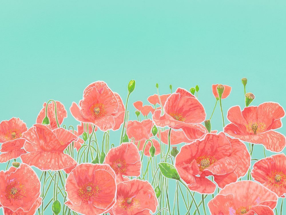 Poppies Teal Iii Art | Joseph Jackino