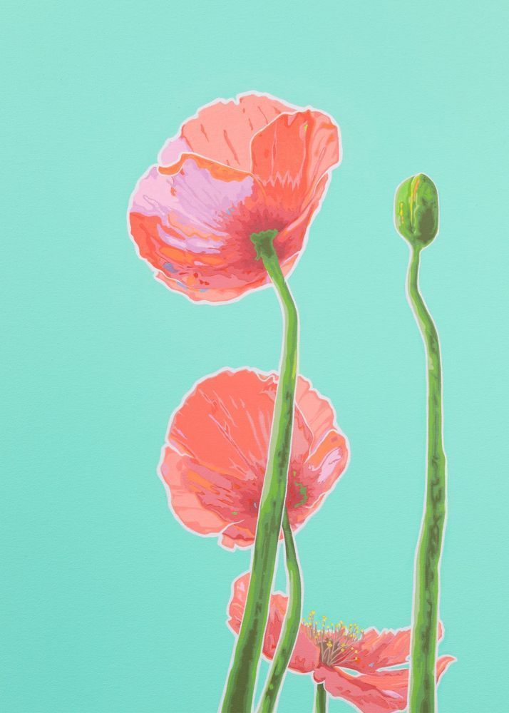 Poppies Teal I Card Art | Joseph Jackino