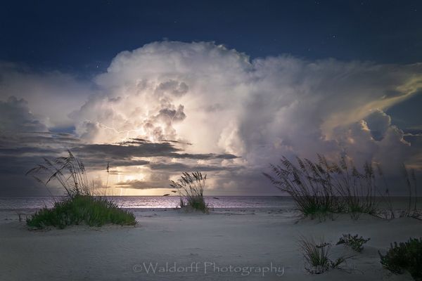 Moon on Strike | Gulf Islands National Seashore, Florida  | Fine Art Landscape Photography on Canvas, Paper, Metal, Acrylic | Photography by Jeff Waldorff