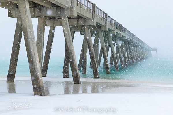 Snowy Pier | Navarre Beach, Florida | Fine Art Prints & Acrylic | Waldorff Photography