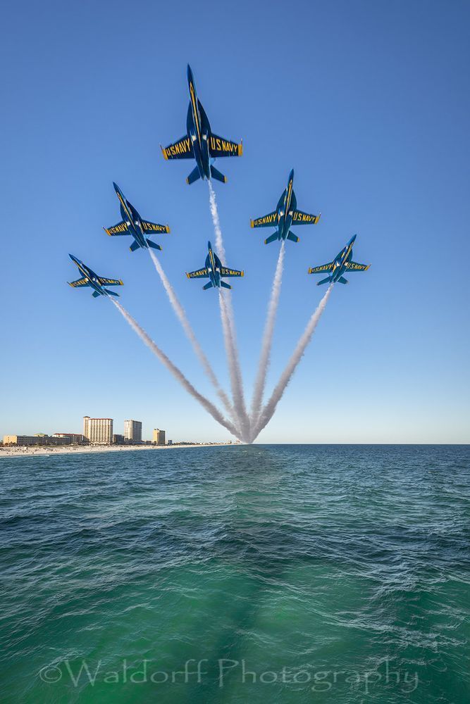 Blue Angels Fly Over | Pensacola Beach, Florida | Fine Art Landscape Photography on Canvas, Paper, Metal, Acrylic | Photography by Jeff Waldorff