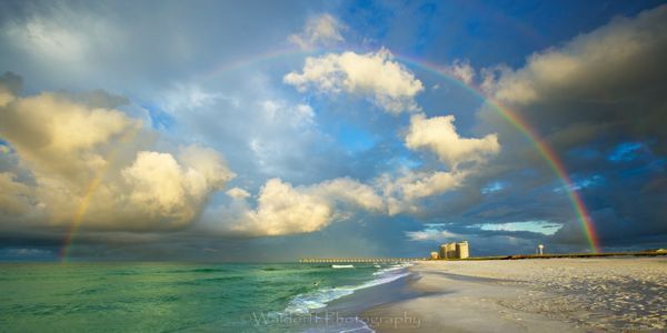 Rainbow over Navarre Beach Pier along the Emerald Coast of Florida | Fine Art Prints on Canvas, Paper, Metal, & More | Waldorff Photography