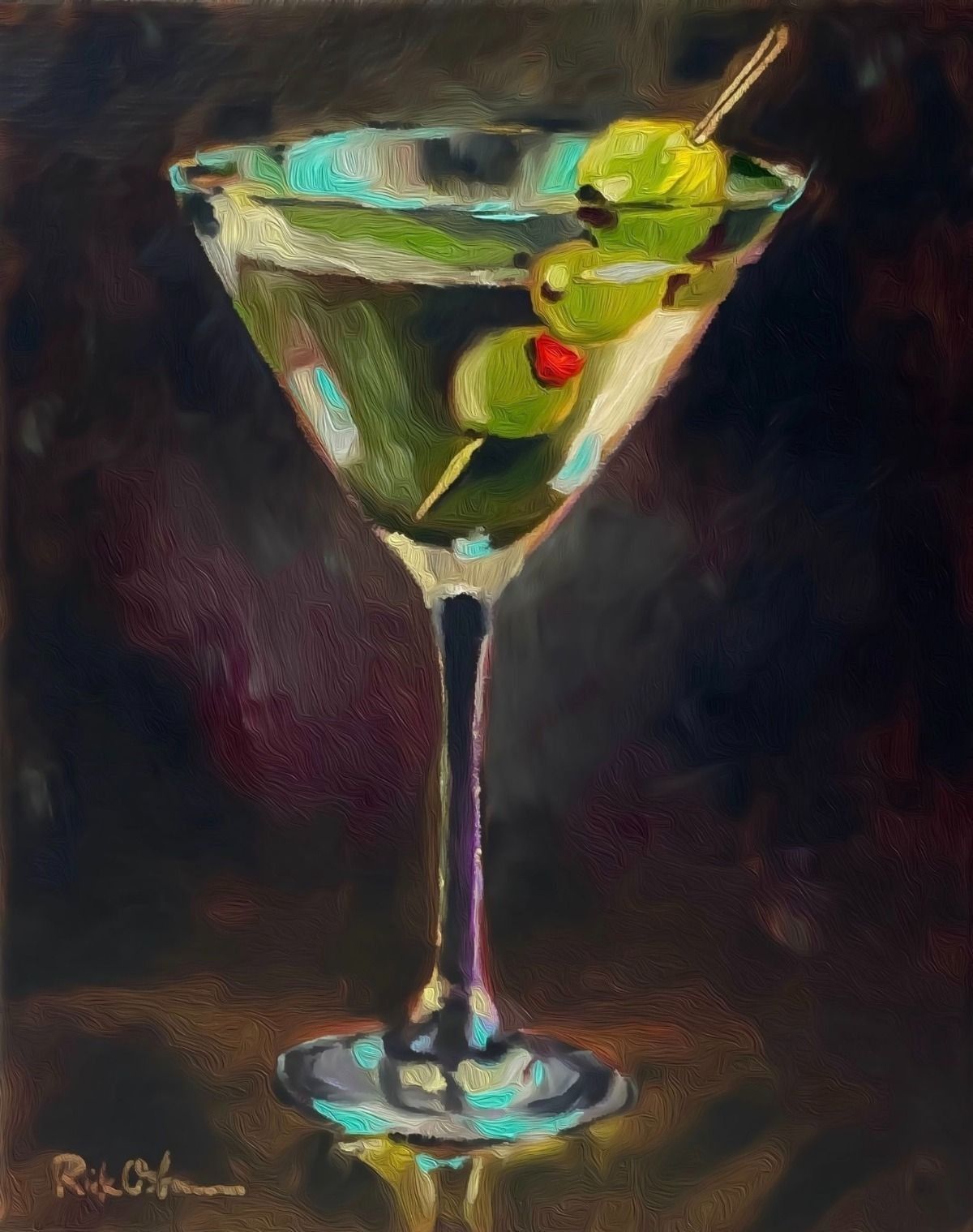 A Dirty Martini with Olives