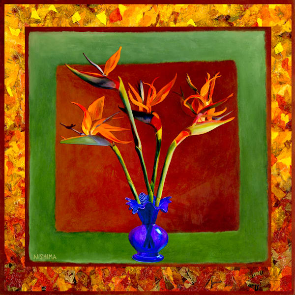 Luscious Still Life Paintings with Flowers in Vases and Rich Drapery by Nishima