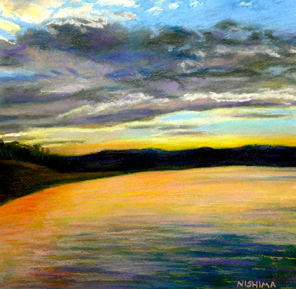 Colorful Landscape Prints created with Pastels, Torn Paper Collage, and Hand-pulled Prints by Nishima