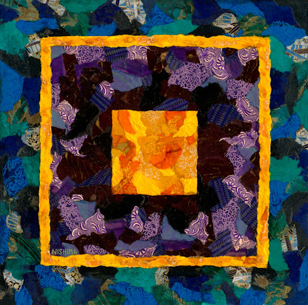 Colorful Abstract Squares and Rectangles Prints created with Torn Paper Collage by Nishima