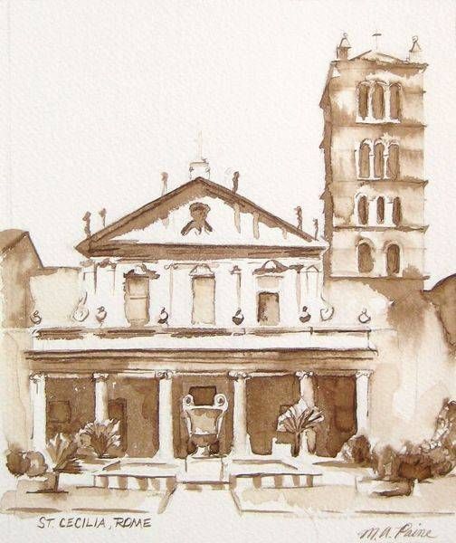 Custom Wedding Church Ink Drawing