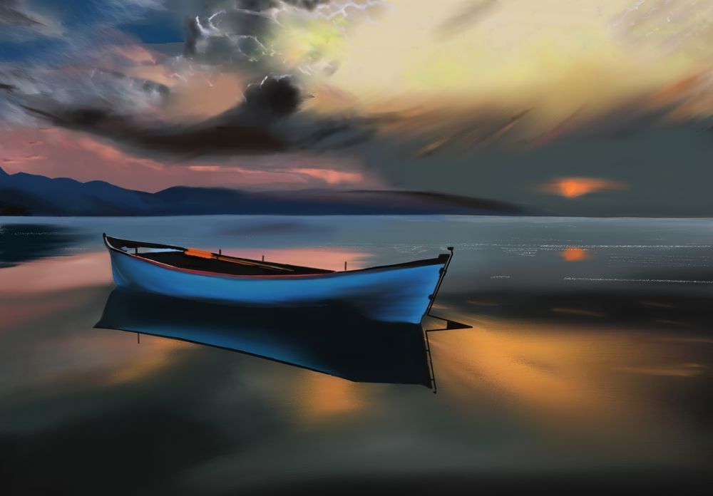 Boat At Sunset Art | Dave Fox Studios