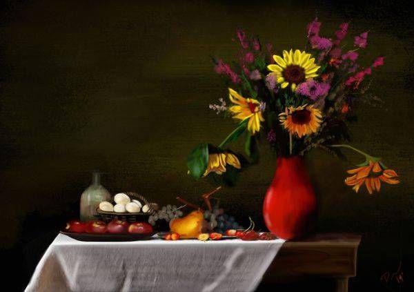 Sunflower And Apples Art | Dave Fox Studios