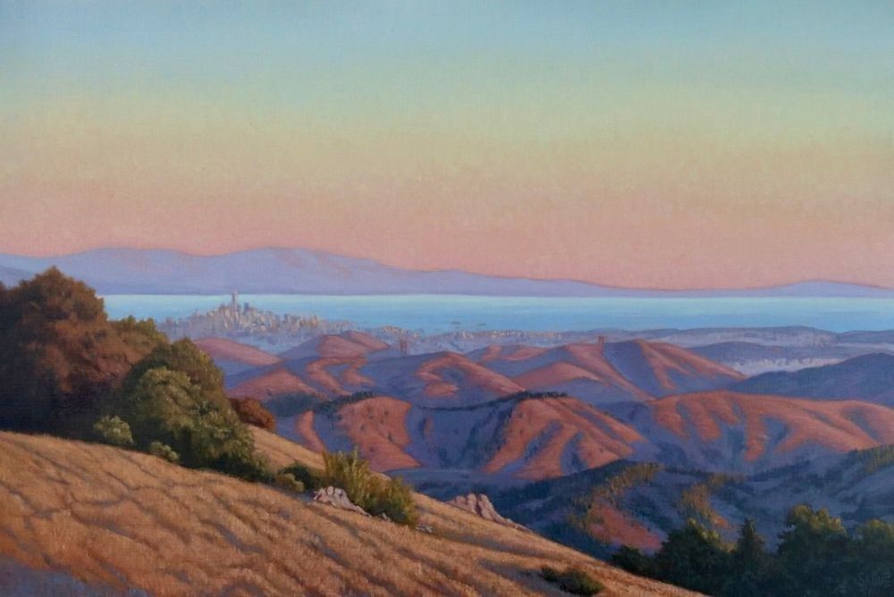 Golden Gate Bridge Tips at Sunset: Marin Headlands and San