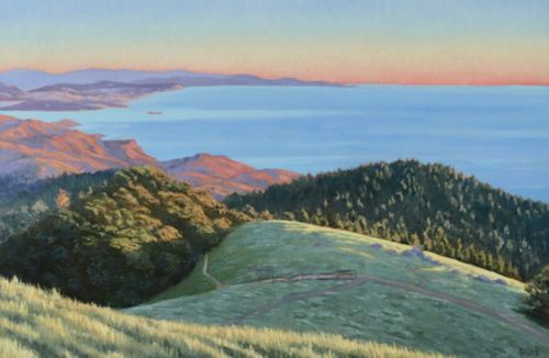 Golden Gate Bridge Tips at Sunset: Marin Headlands and San