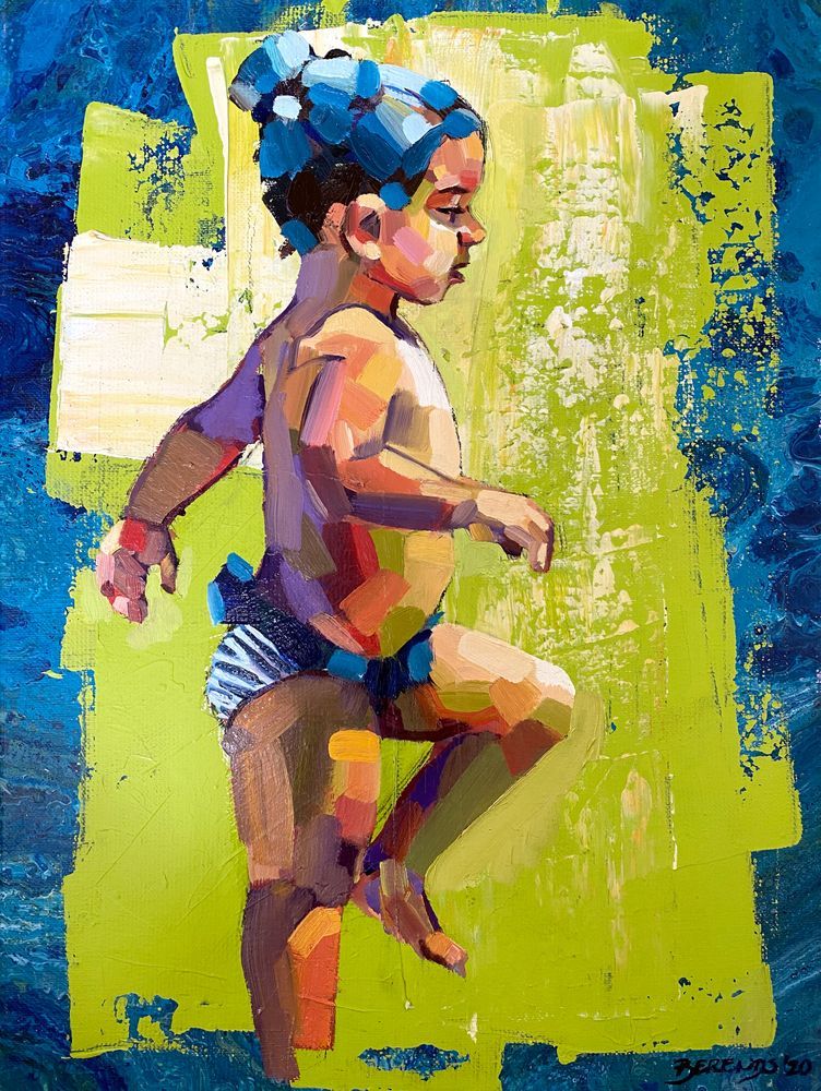 Beach Girl In Blue And Green Art | Bianca Berends
