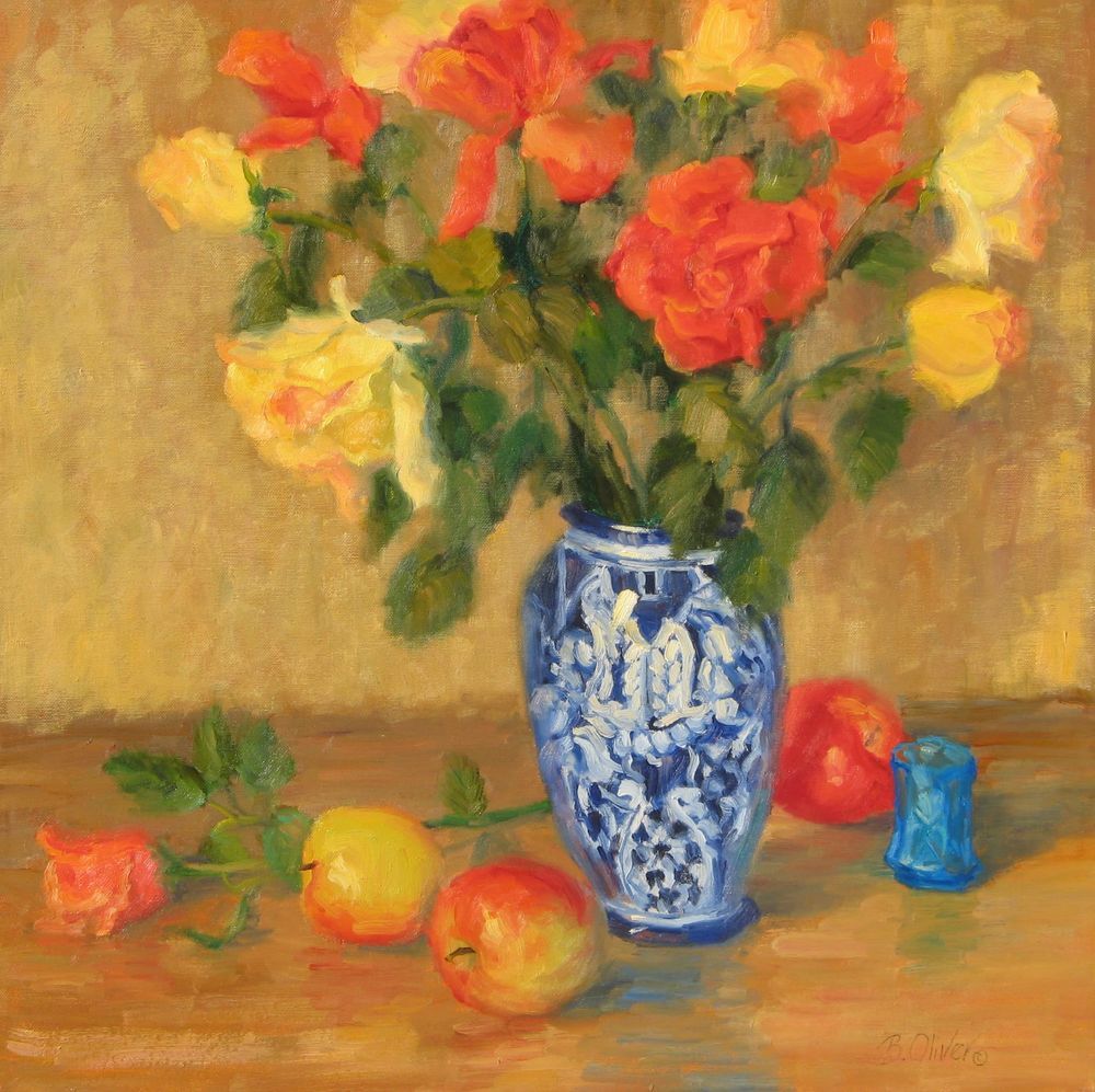 Roses In A Mexican Vase Art | B. Oliver, Art