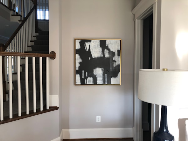 Black & White Abstract In A Hand Painted Frame Art | Studio Artistica Lisa T, LLC