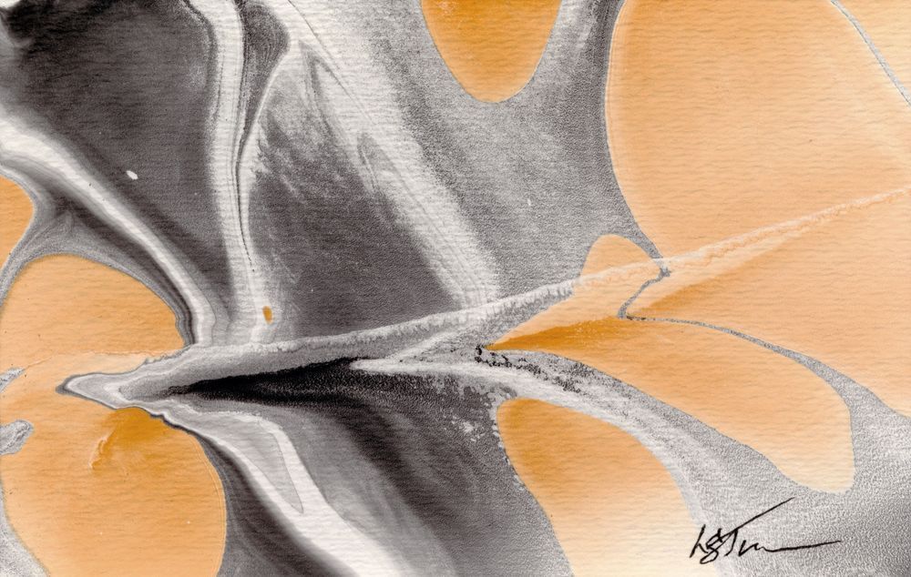 Let It Flow: Gray Orange V Art | Lisa T, LLC dba Studio Artistica