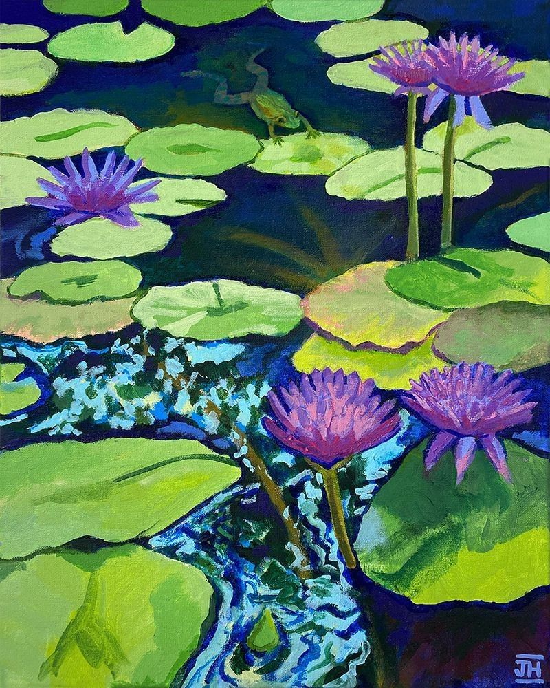 Nymphéas 2 (Water lilies 2), original painting by Jenny Hahn
