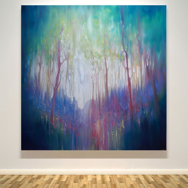 large woodland bluebell abstract oil painting on deep edge canvas ...