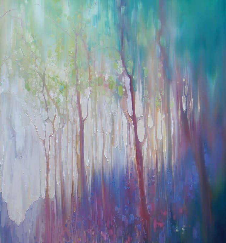 large woodland bluebell abstract oil painting on deep edge canvas ...