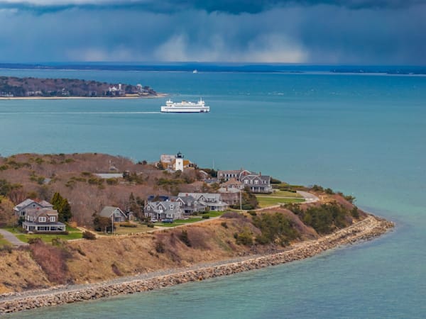Vineyard Haven Harbor Aerial Storm Clouds Art | Michael Blanchard Inspirational Photography - Crossroads Gallery