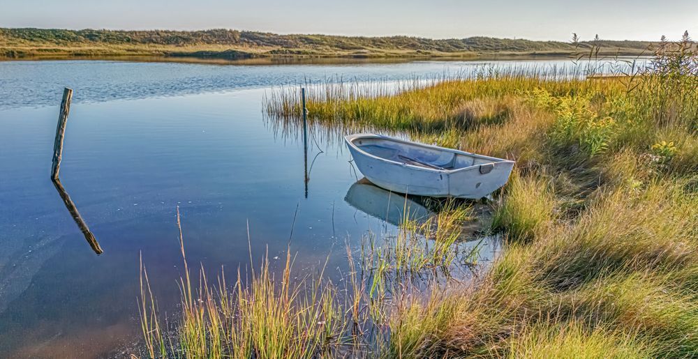 Chilmark Pond Fall Dinghy Art | Michael Blanchard Inspirational Photography - Crossroads Gallery
