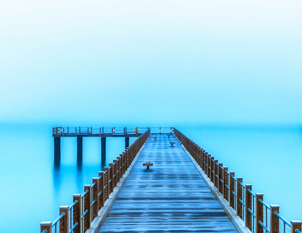 Fishing Pier Blue Morning Art | Michael Blanchard Inspirational Photography - Crossroads Gallery