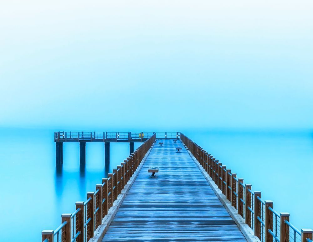 Fishing Pier Blue Morning Art | Michael Blanchard Inspirational Photography - Crossroads Gallery