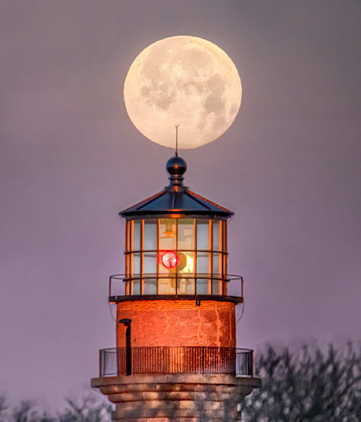 Gay Head Light  Cold  Moon Art | Michael Blanchard Inspirational Photography - Crossroads Gallery
