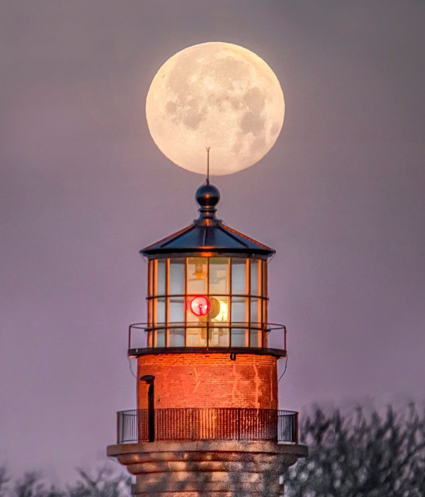 Gay Head Light  Cold  Moon Art | Michael Blanchard Inspirational Photography - Crossroads Gallery