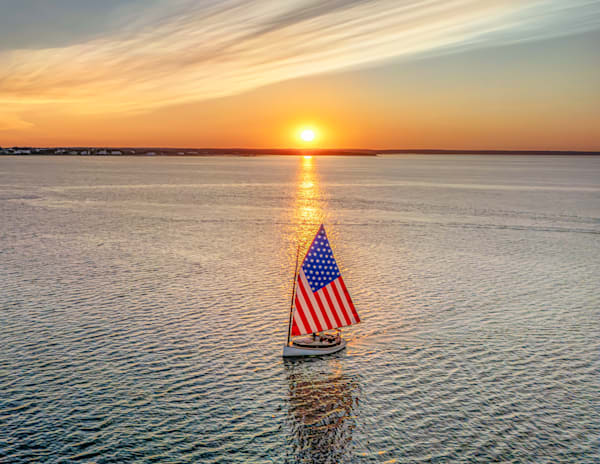 "Dolphin" Sunset Catboat Sail Art | Michael Blanchard Inspirational Photography - Crossroads Gallery