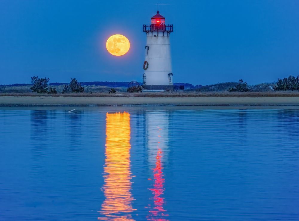 Edgartown Light Wolf Moon New Year 2026 Art | Michael Blanchard Inspirational Photography - Crossroads Gallery