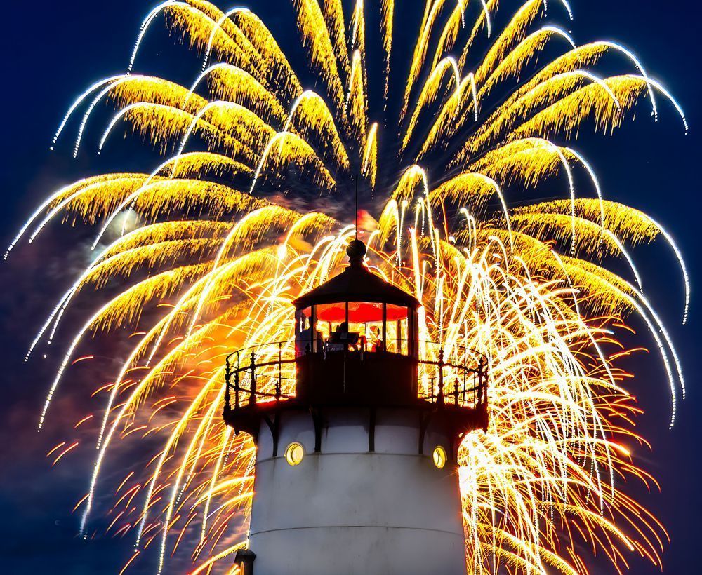 Edgartown Light Fireworks #1 2025 Art | Michael Blanchard Inspirational Photography - Crossroads Gallery