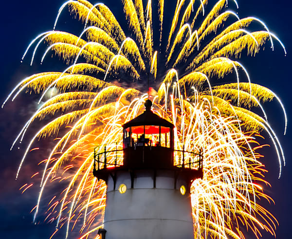 Edgartown Light Fireworks #1 2025 Art | Michael Blanchard Inspirational Photography - Crossroads Gallery