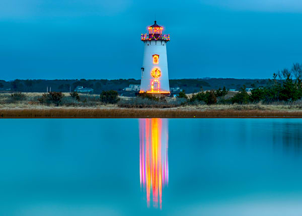 Edgartown Light Christmas Light Reflections Art | Michael Blanchard Inspirational Photography - Crossroads Gallery
