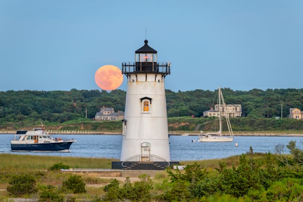 Edgartown Light August Moon 2025 Art | Michael Blanchard Inspirational Photography - Crossroads Gallery