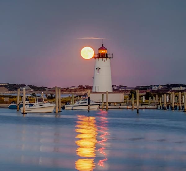 Edgartown Light Moon Reflection Art | Michael Blanchard Inspirational Photography - Crossroads Gallery